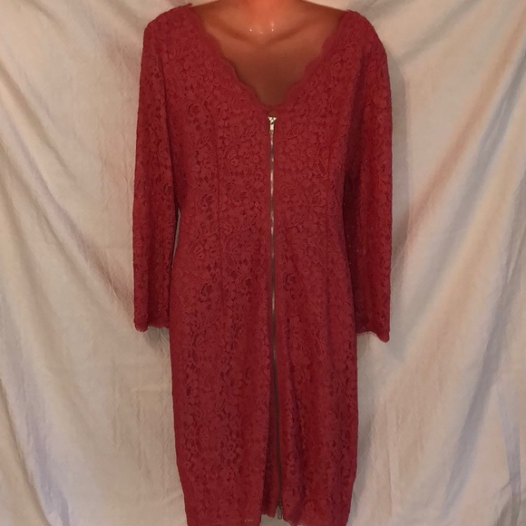 HP Adrianna Papell Coral Lace Event Dress | 14 - Picture 4 of 5